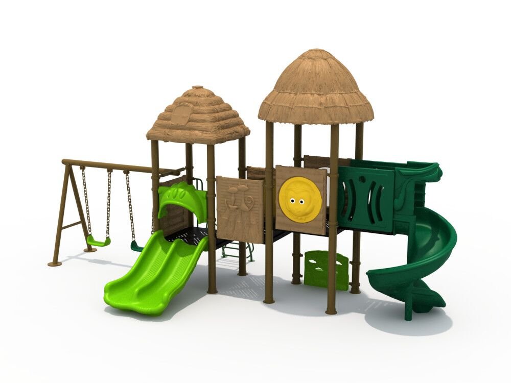 OUTDOOR Straw House Playground (FY-03002)-Commercial Playgrounds-Flaman Family-1