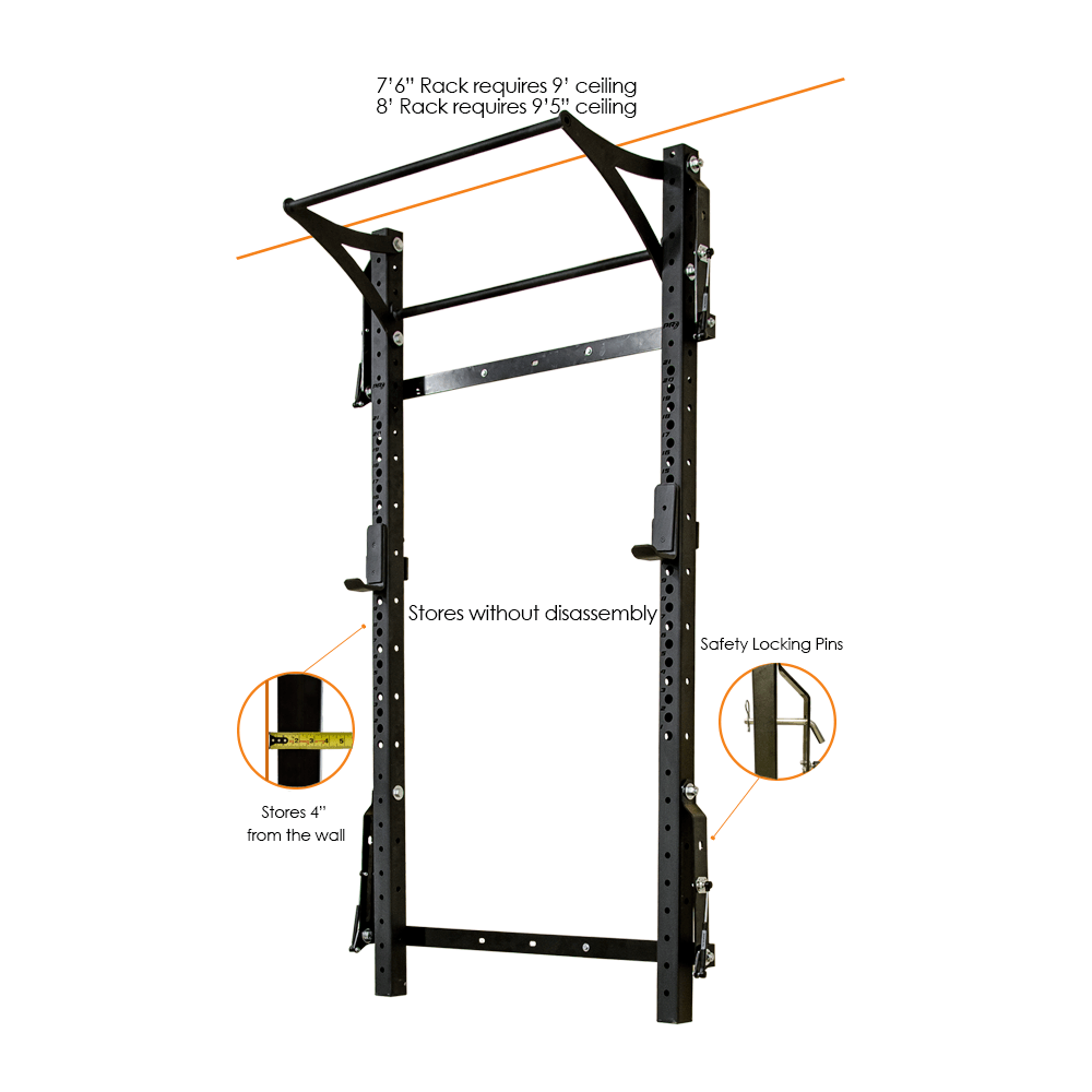 PRX Profile Pro Folding Rack - (With Kipping Bar)-Wall Mounted Rack-PRX Performance-4