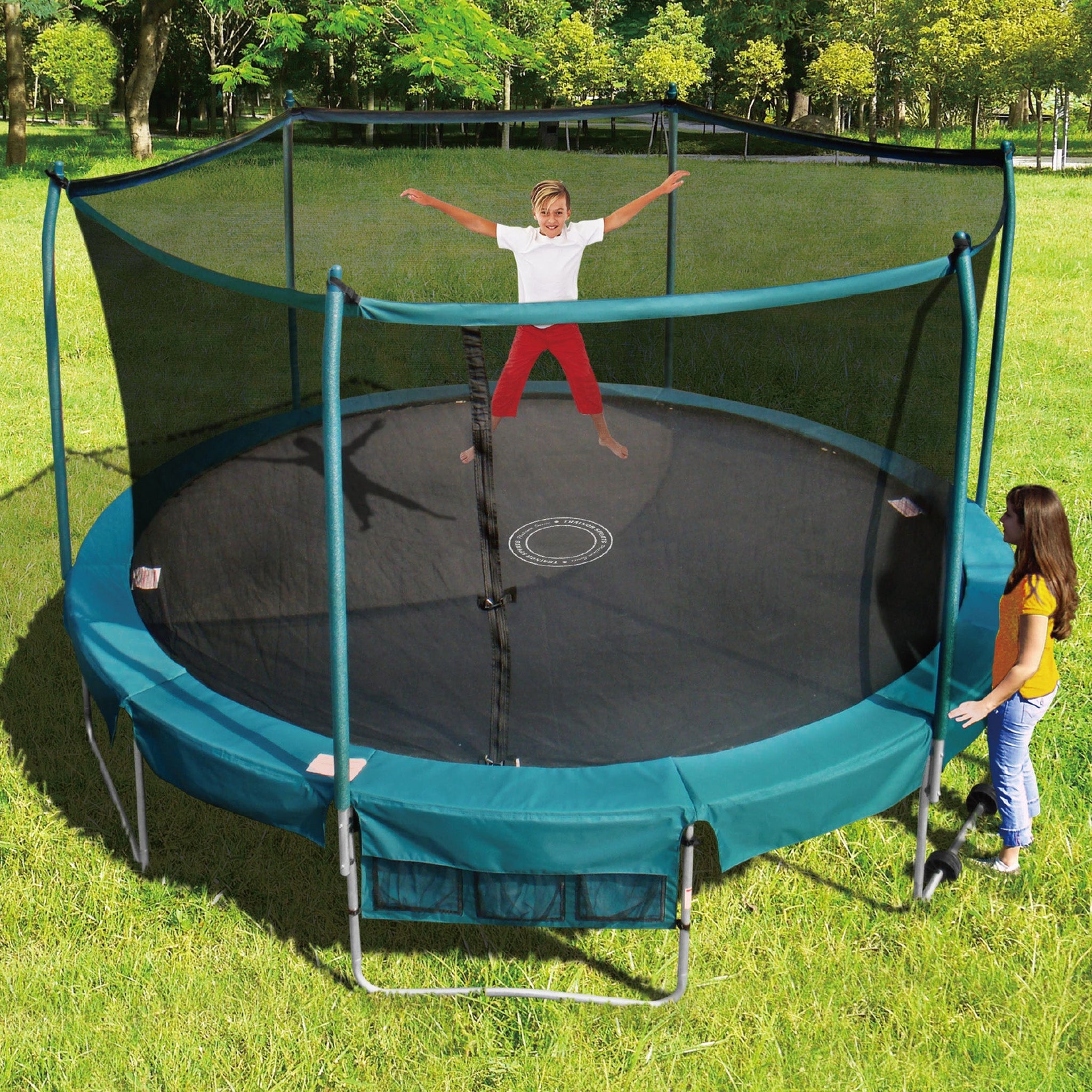 Trainor 15’ Deluxe Trampoline (With Enclosure & Shoe Bag)-Trampolines-Flaman Family-6